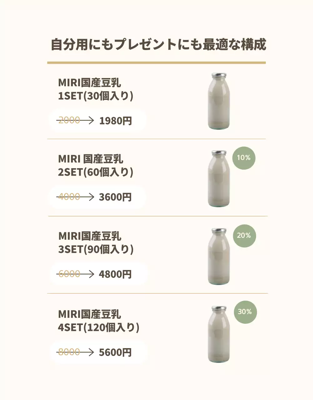 アイボリー シンプル 豆乳 パンフレット 詳細ページ