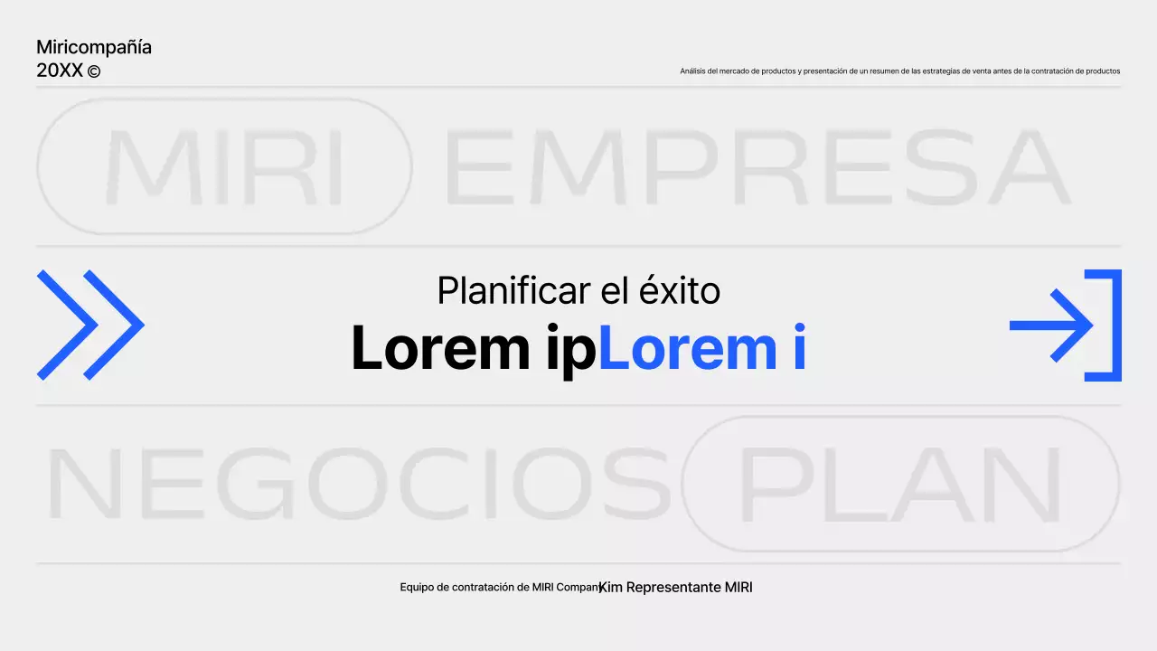 Un sencillo informe de planificación de productos en azul y gris