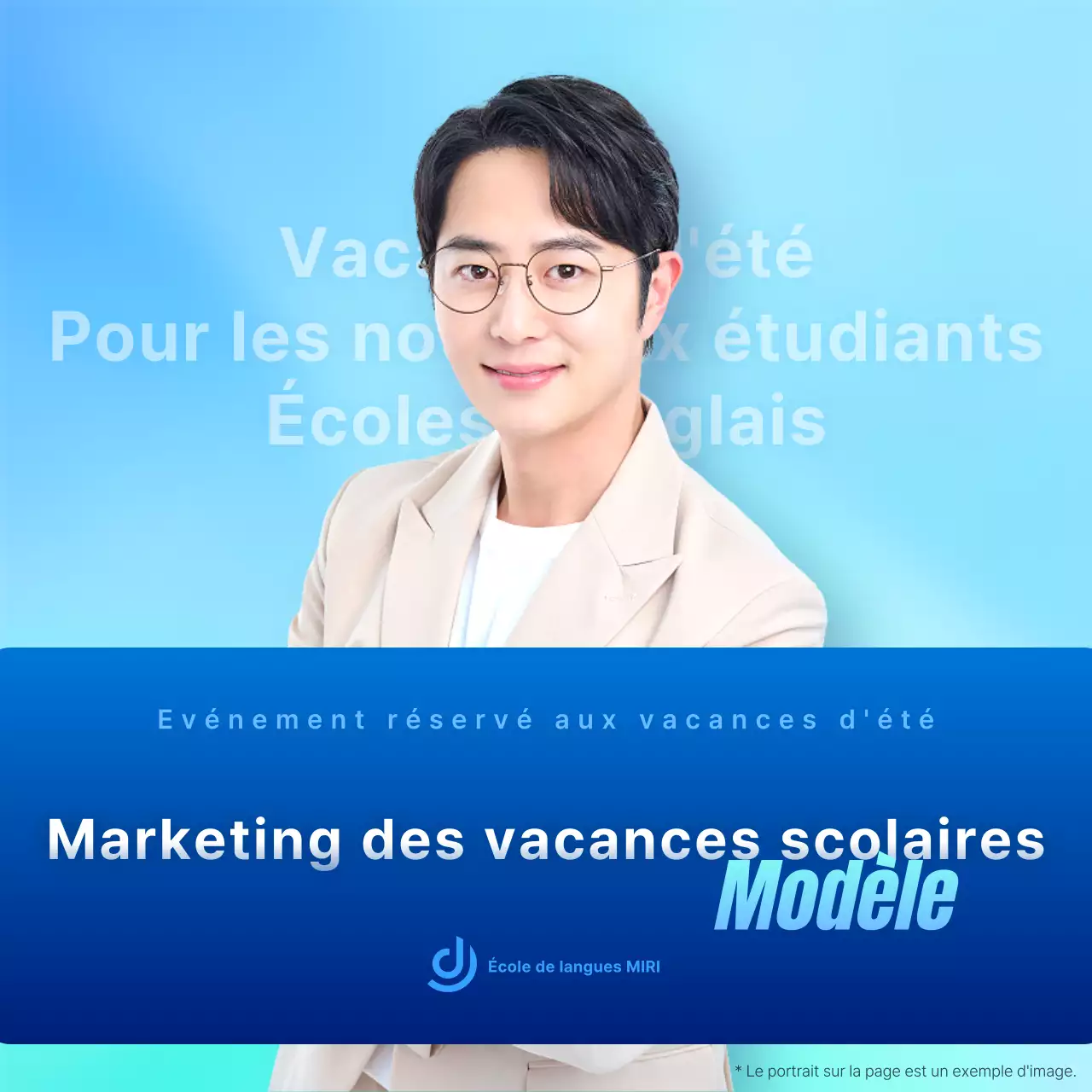 Des accents bleus et menthe pour promouvoir les conférences spéciales d'été du TOEIC