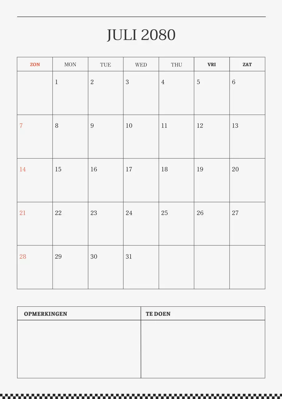 Moderne kalender in zwart en grijs.