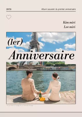 Couverture de livre photo d'anniversaire tendance en beige et noir