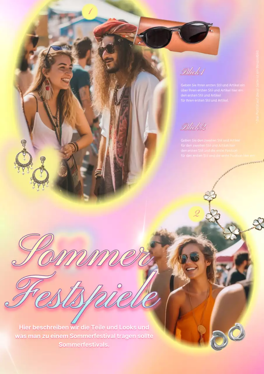 Retro-Sommerfest-Outfitvorschlag in Gelb und Rosa