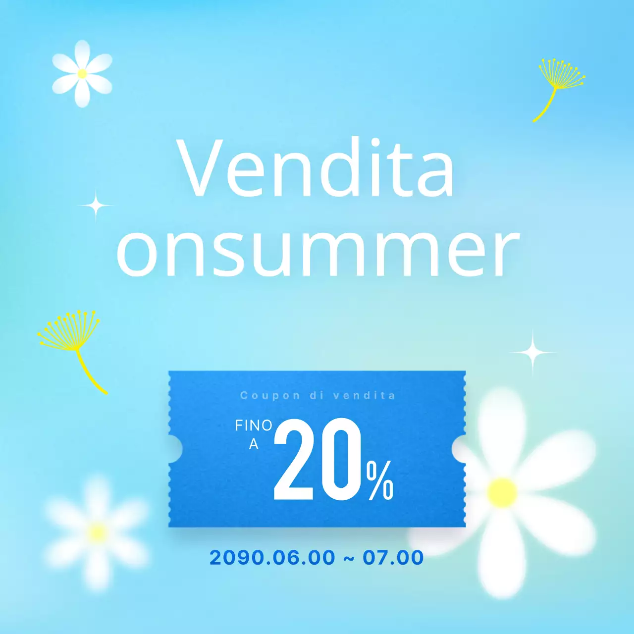 Annuncio di eventi estivi in stile pop in menta e blu