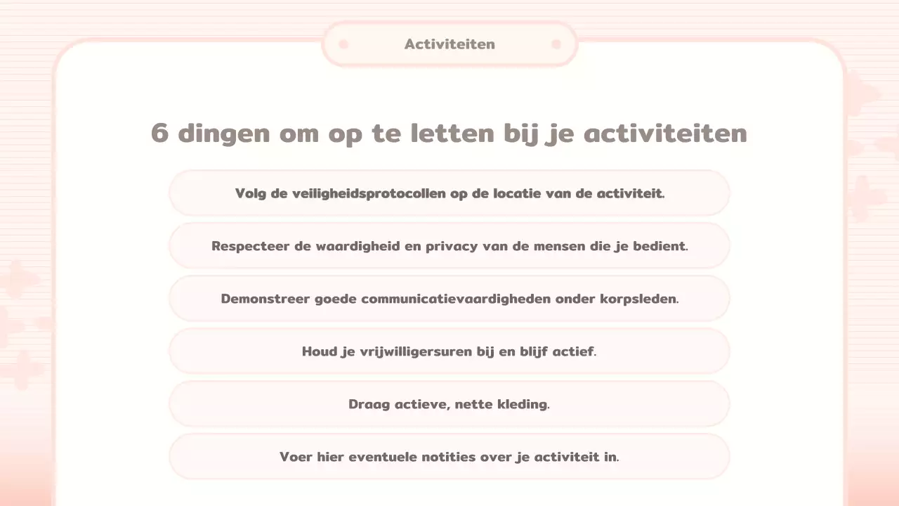 Trainingsmateriaal voor roze en rode korpsen