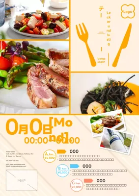 Moderner und einfacher Kurs für Tischmanieren in orangefarbener Werbung