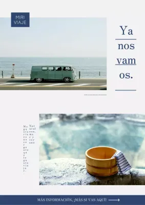 Material promocional de viaje sencillo en azul oscuro y gris