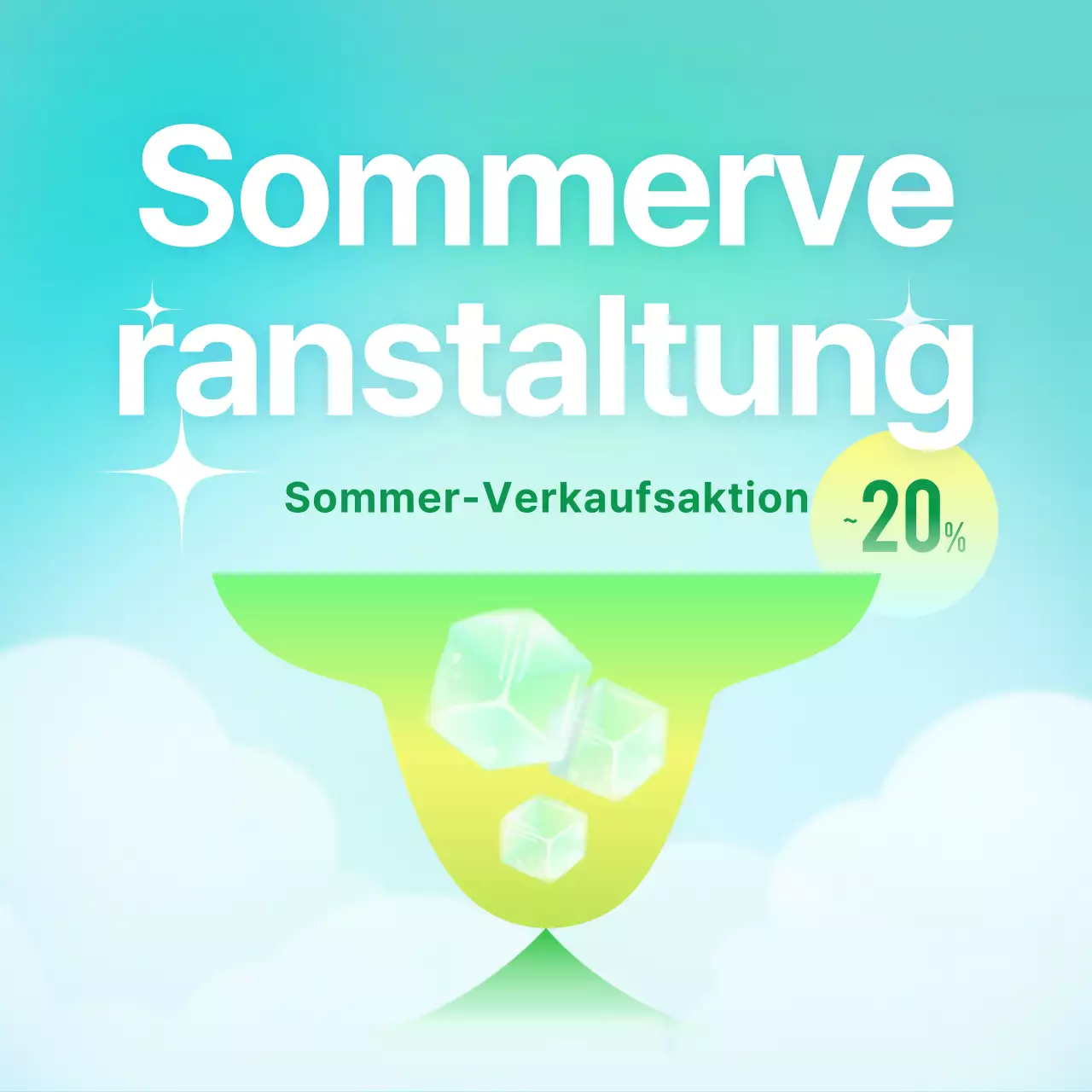 Sommer-Event-Anzeige im Pop-Stil in Mint und Blau
