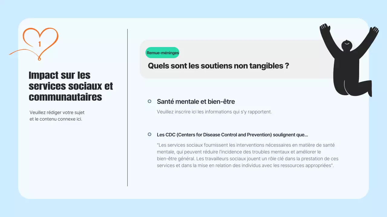 Un prospectus de service communautaire moderne en bleu clair et orange