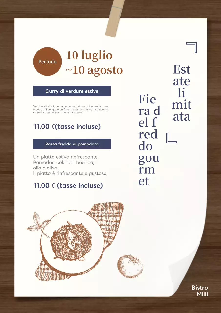 Presentiamo il menu stagionale estivo con un'atmosfera orientale nei toni del marrone e del beige.