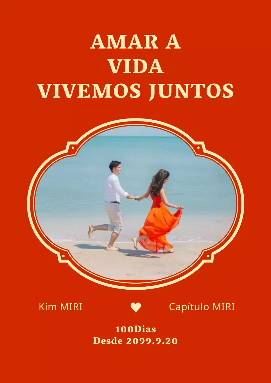 Capa de álbum digital de casal moderno em vermelho