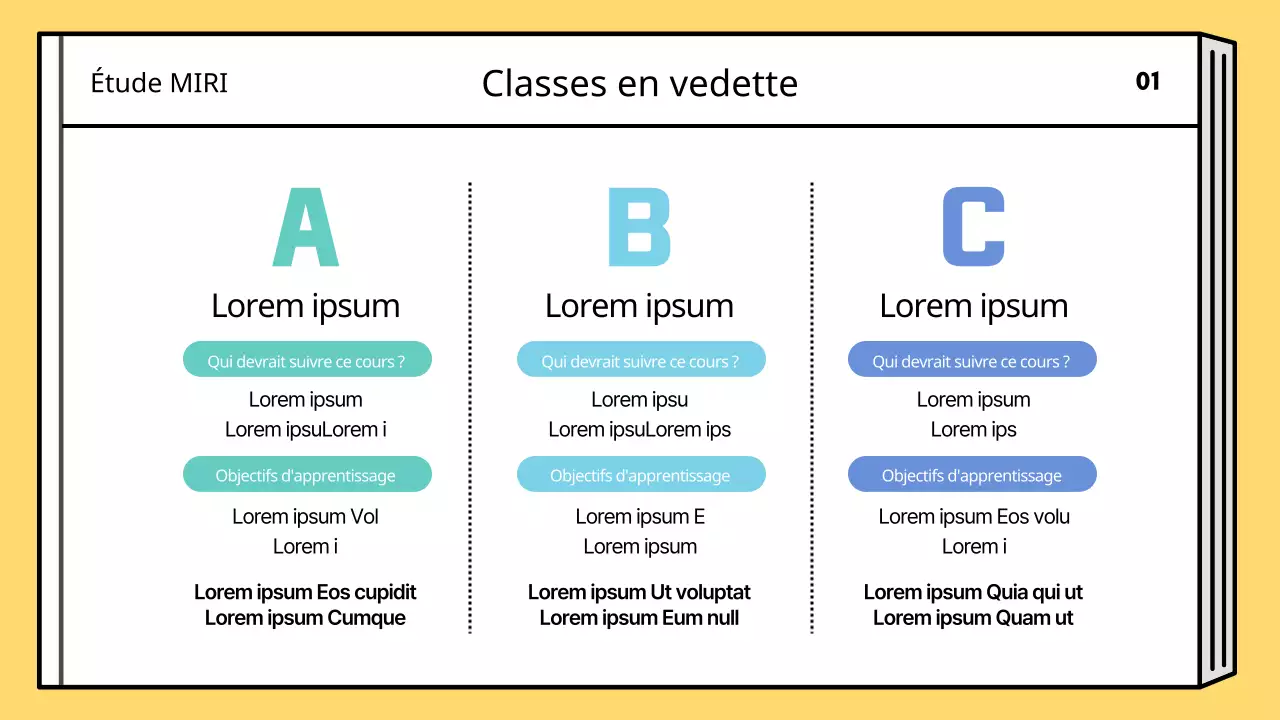 Un plan de cours simple pour les vacances d'été en jaune et bleu