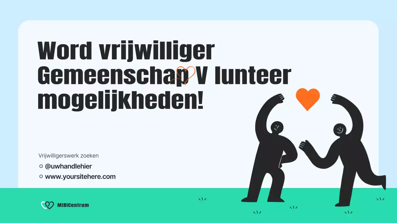 Een moderne gemeenschapsdienstprospectus in lichtblauw en oranje