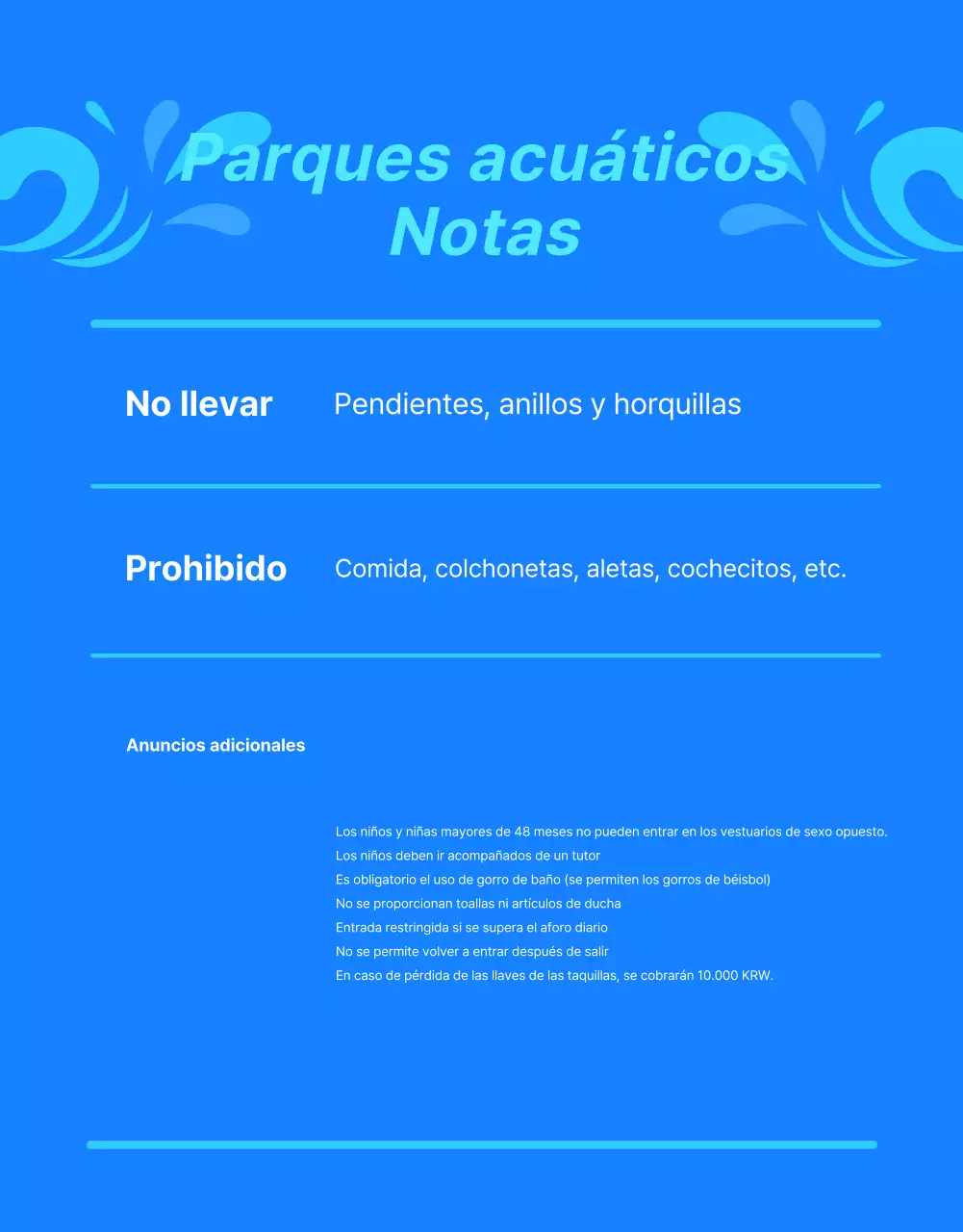 Promocionar un parque acuático hotelero de moda en azul