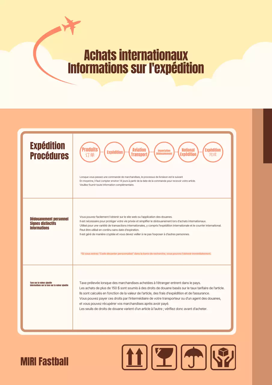 Un guide simple pour l'expédition internationale en brun et jaune