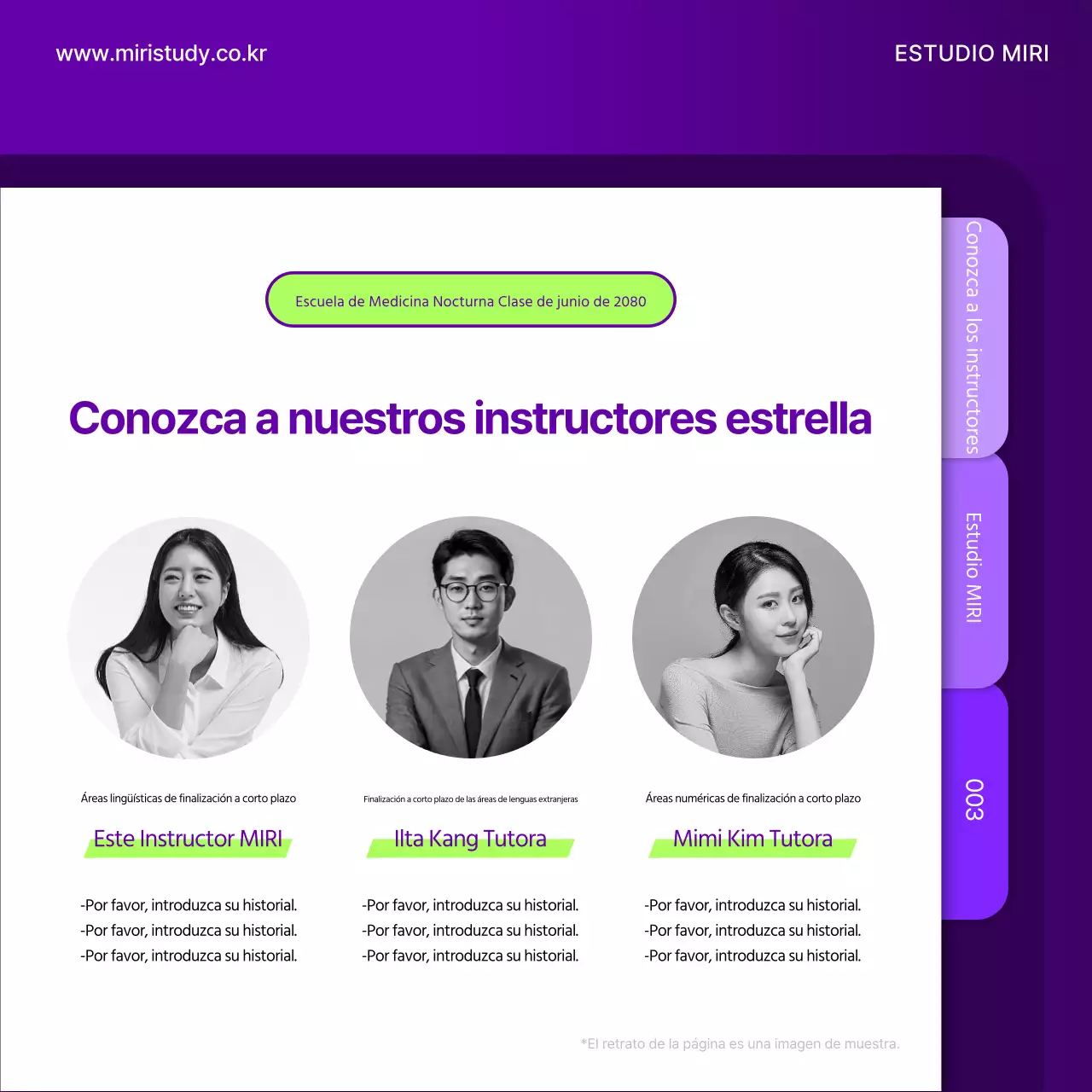 Un sencillo folleto escolar en chartreuse y morado