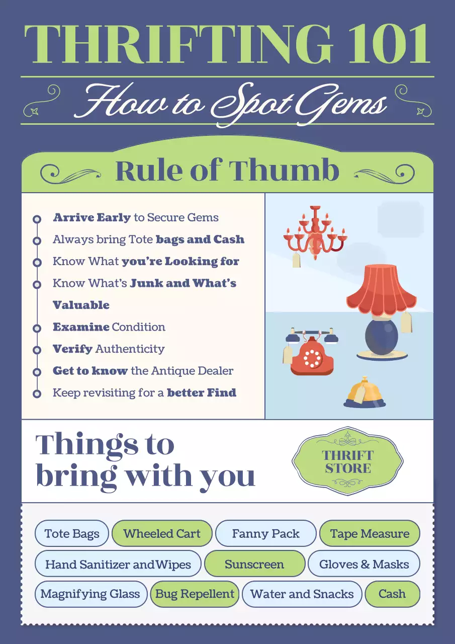 Navy Vintage Thrift Guide Poster