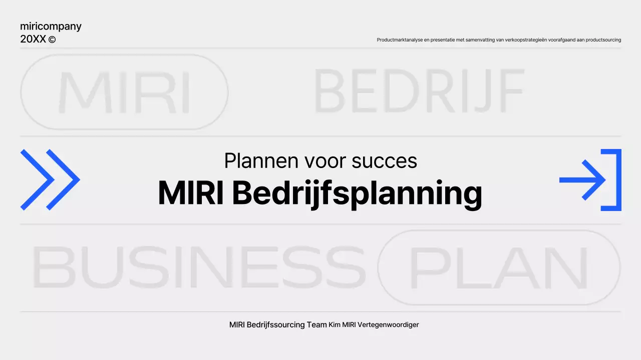 Een eenvoudig productplanningsrapport in blauw en grijs
