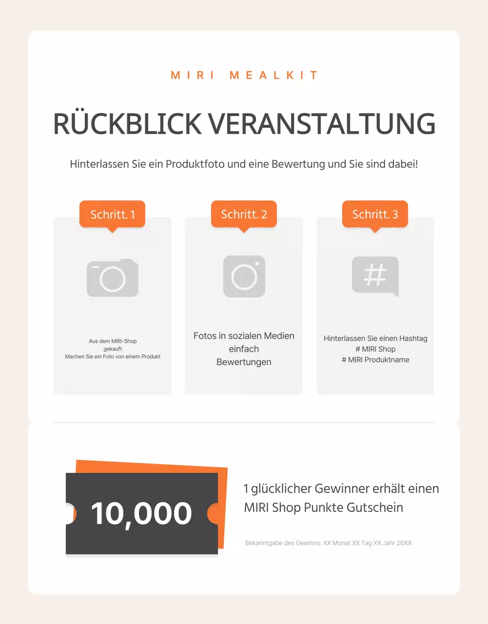 Förderung von Basis-Tteokbokki-Mahlzeitensets in Orange und Elfenbein