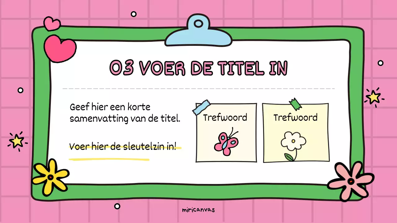 Een schattige roze en groene educatieve promotie