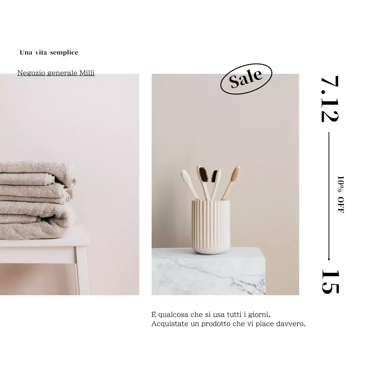 Pubblicità di sconto sullo stile di vita minimalista beige e bianco
