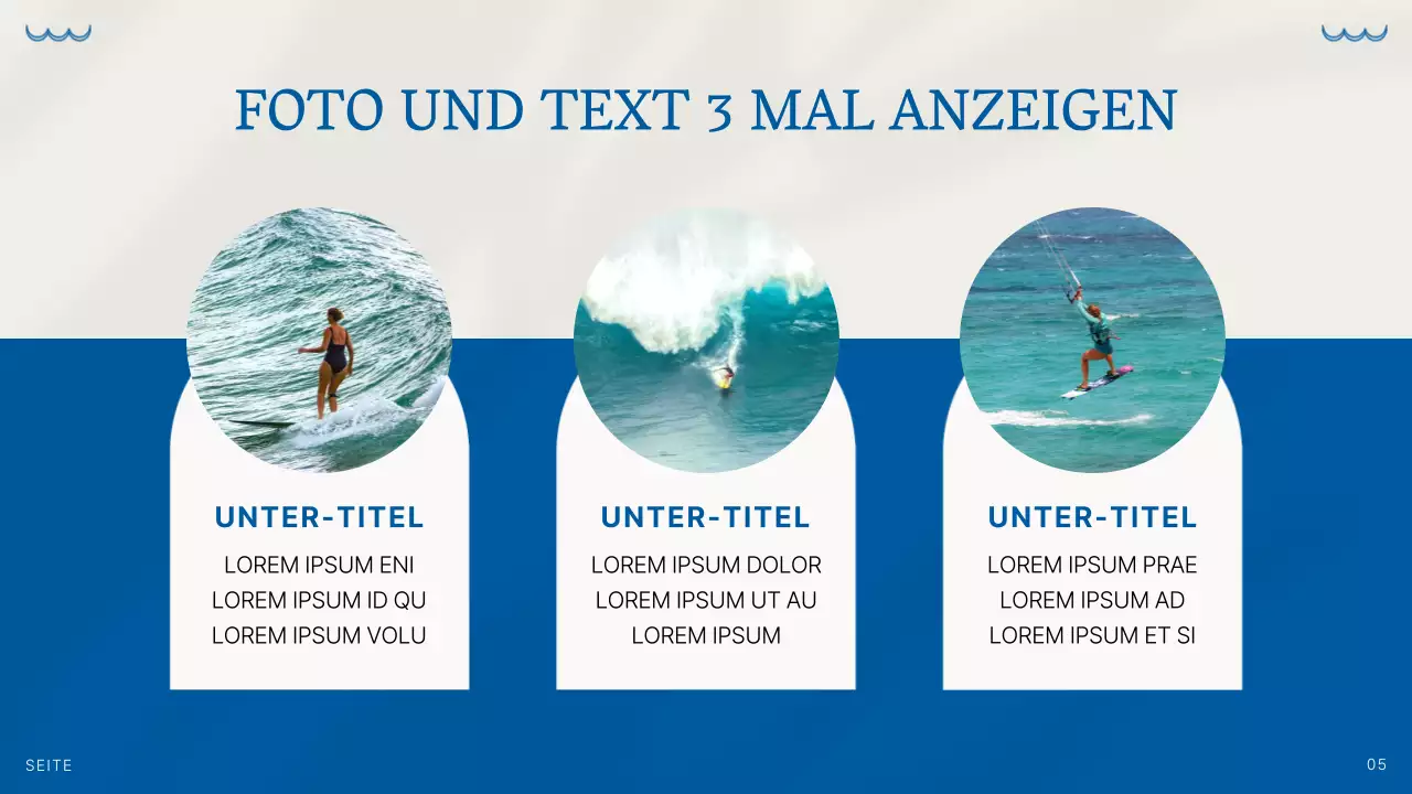 Einfache sommerliche Hintergrundpräsentation in Blau und Elfenbein