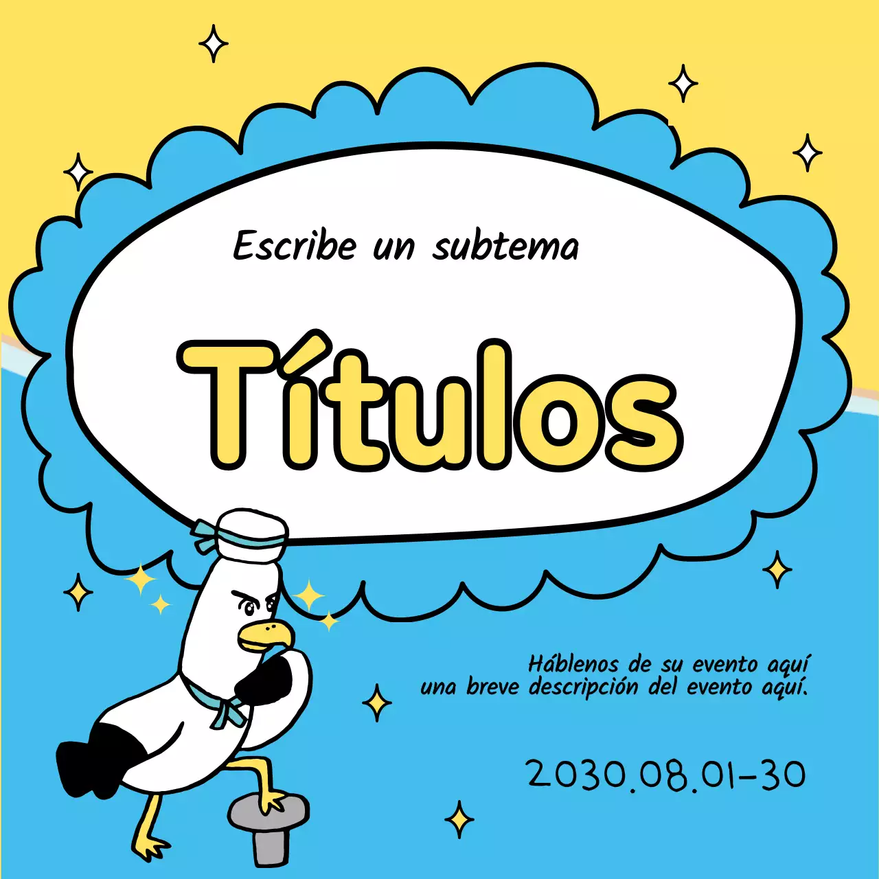 Una colección de bonitos títulos veraniegos en amarillo y azul claro