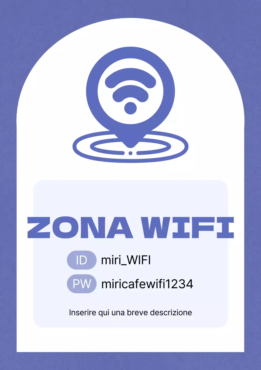 Semplice annuncio di zona wifi in viola e bianco