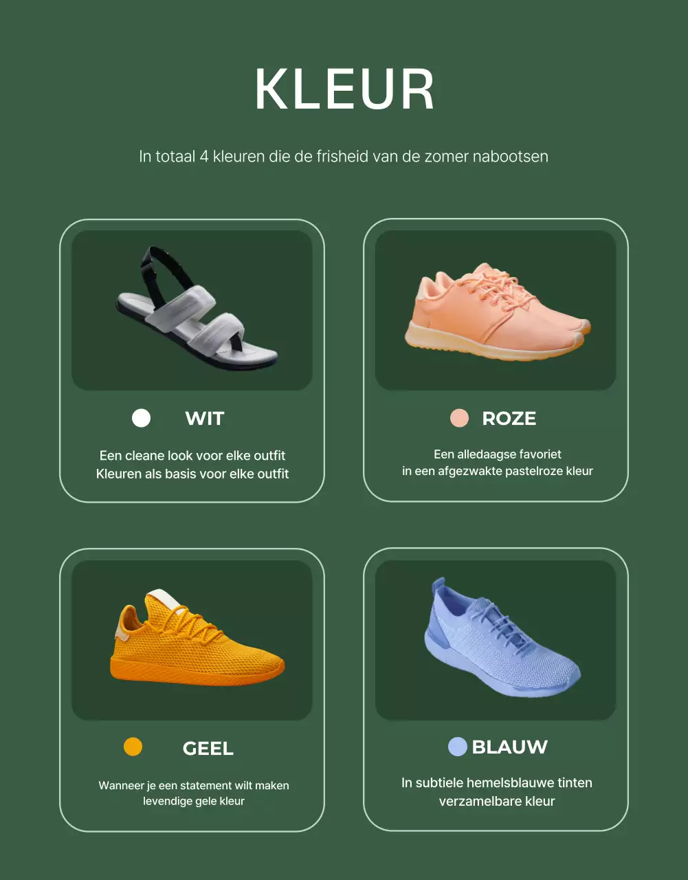 Een overzicht van eenvoudige zomerschoenen in groen en betaalbaar