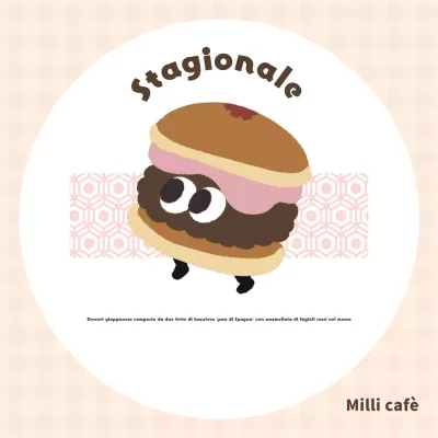 Pubblicità per i menu rosa e avorio.