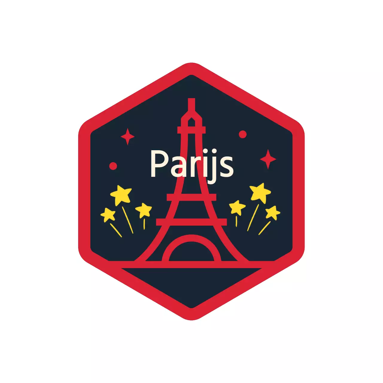 Glamoureuze reisartikelen met zeshoekige vormen, Eiffeltorenillustraties en sterren