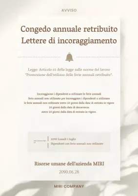 Annuncio per promuovere l'uso del congedo annuale di lusso marrone e avorio