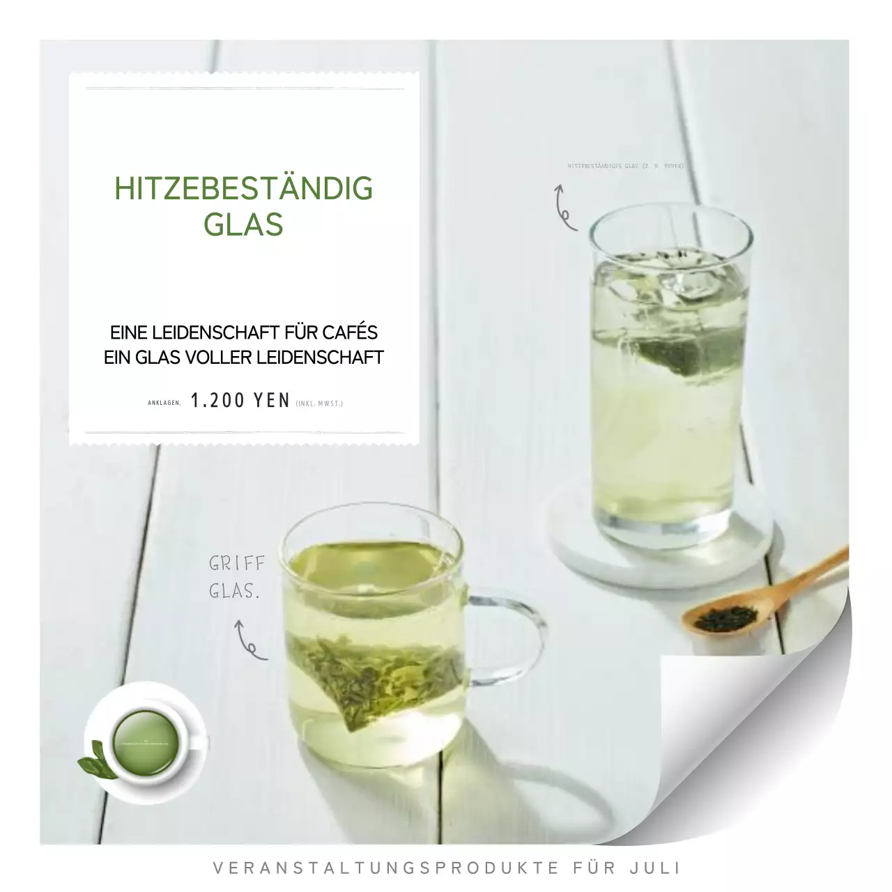 Förderung von einfachen Glaswaren in Gelb-Grün und Weiß