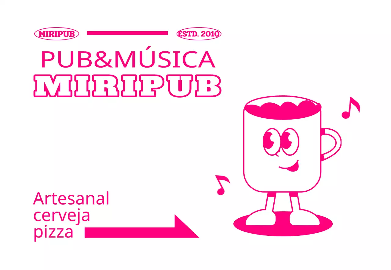 Sinalética retro com personagens de canecas de cerveja