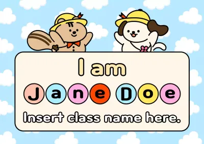 Blue Cartoon Class Card Poster