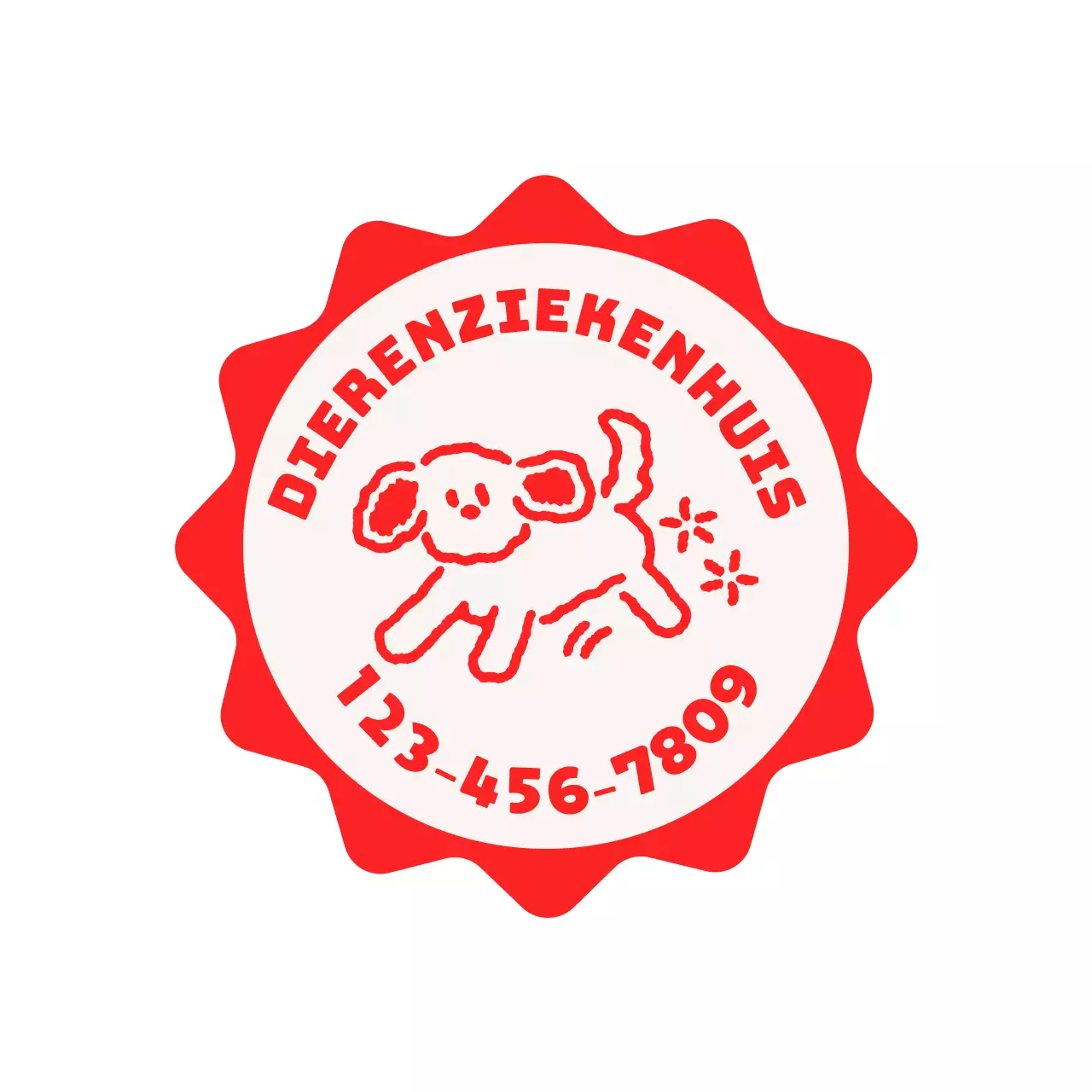 Schattige en aaibare dierenkliniek met sterretjes en illustraties van honden en katten