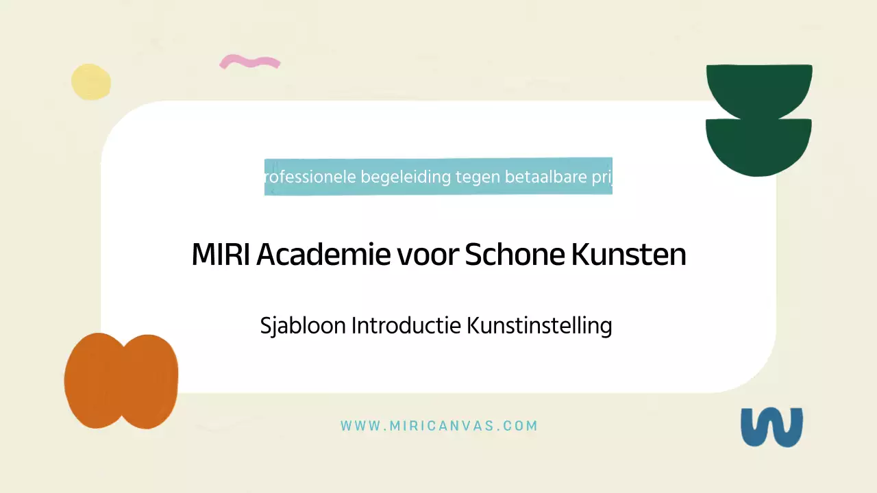 Een kunstschool prospectus in geometrische stijl in ivoor en mint