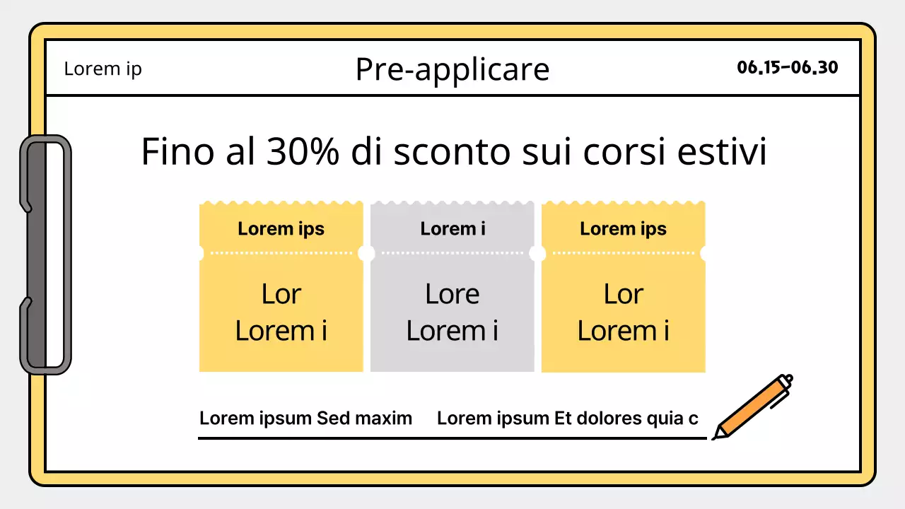 Un semplice programma di lezioni per le vacanze estive in giallo e blu