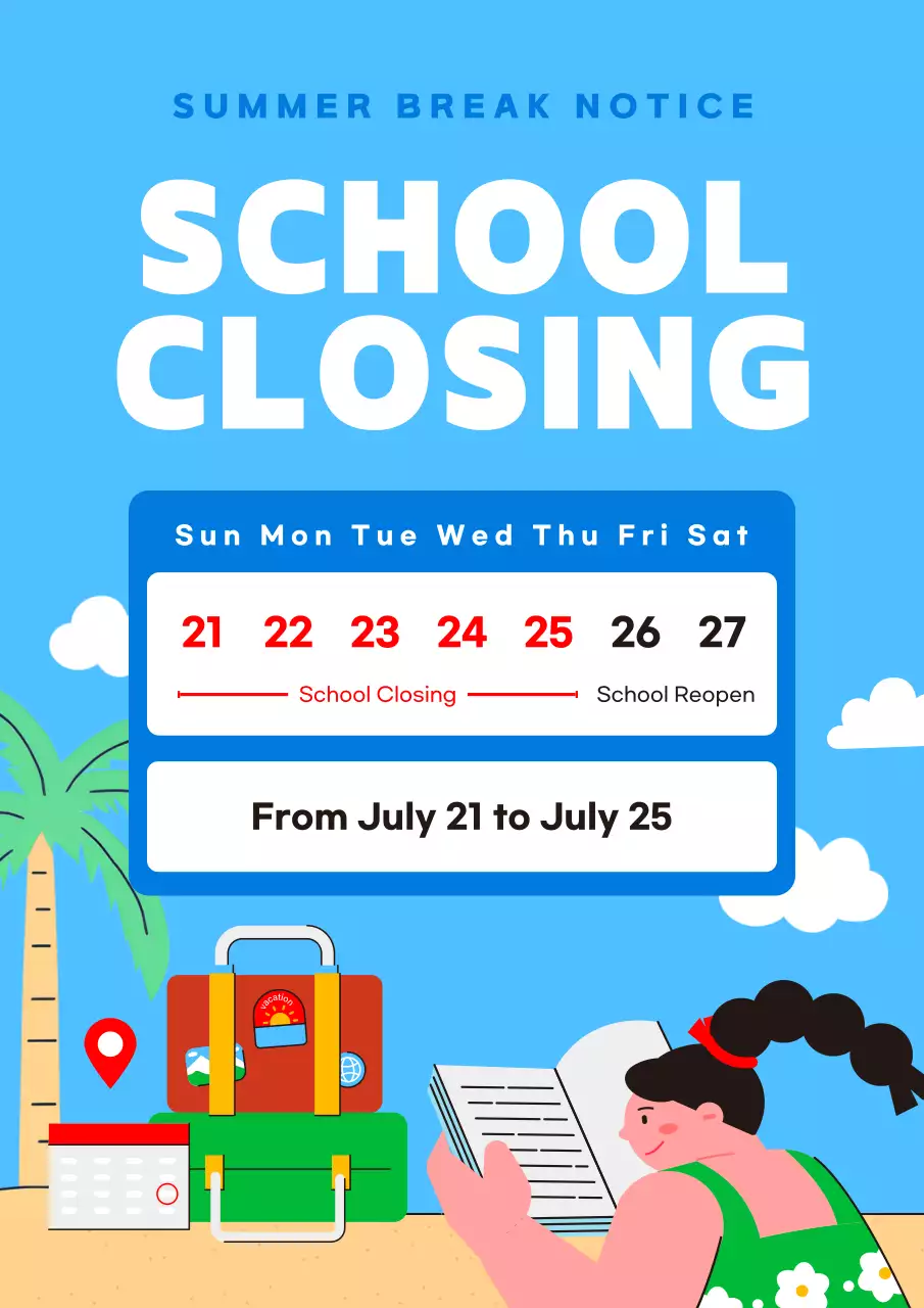 Blue Modern School Announcement Poster