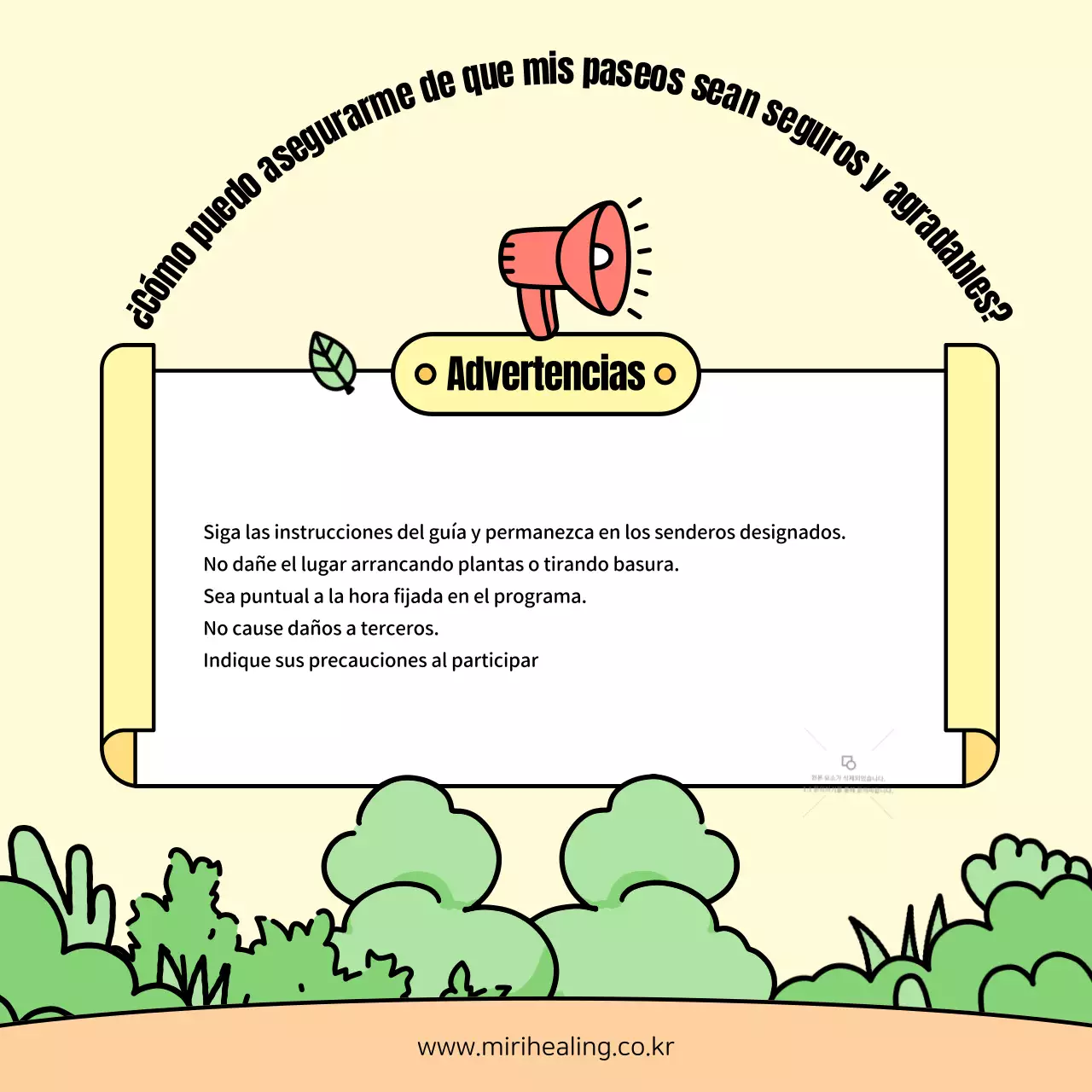 Promover el recorrido a pie curativo amarillo y verde