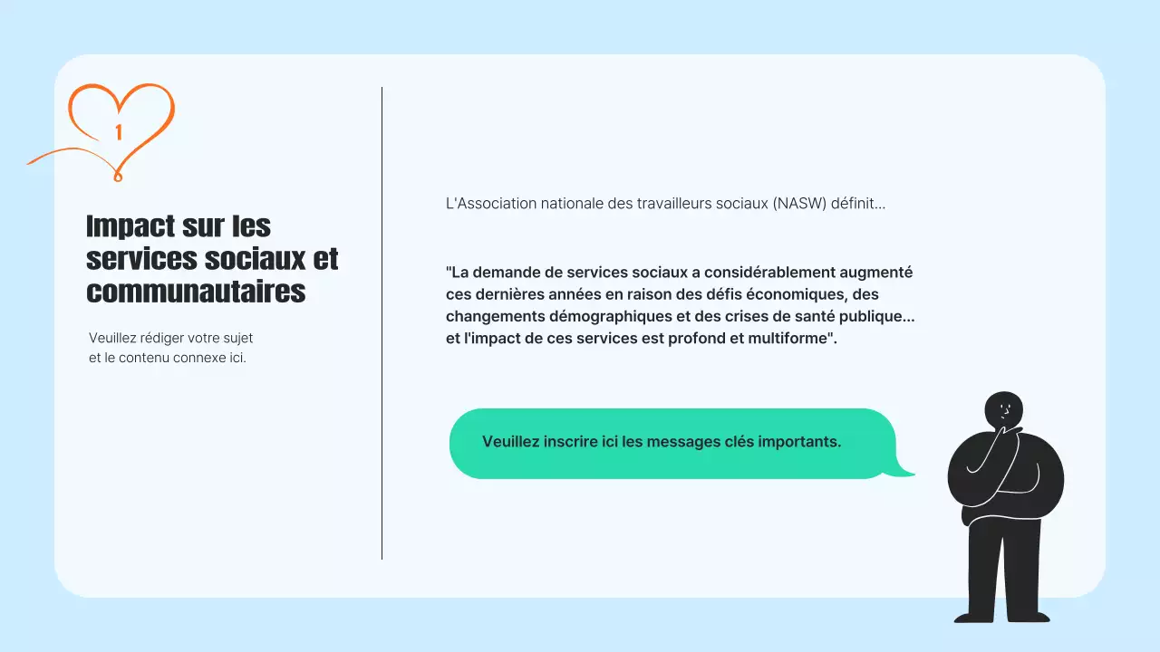 Un prospectus de service communautaire moderne en bleu clair et orange