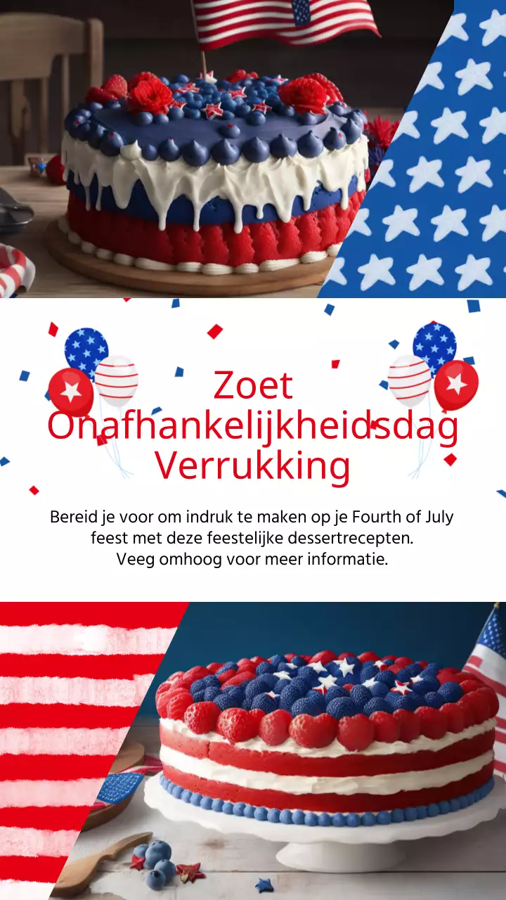 Over vier juli toetjes met rode en blauwe accenten