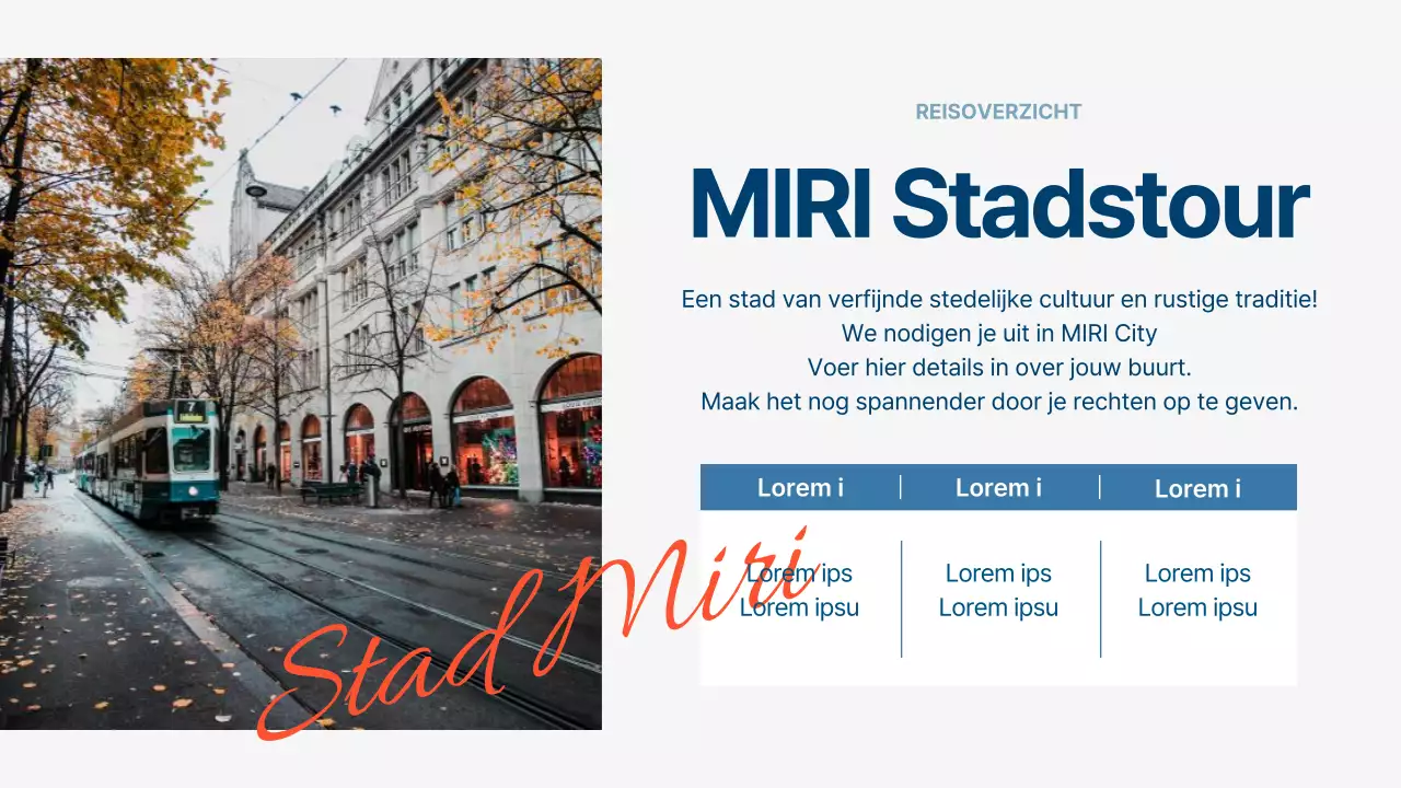 Een moderne stadsgids in lichtblauw en marineblauw