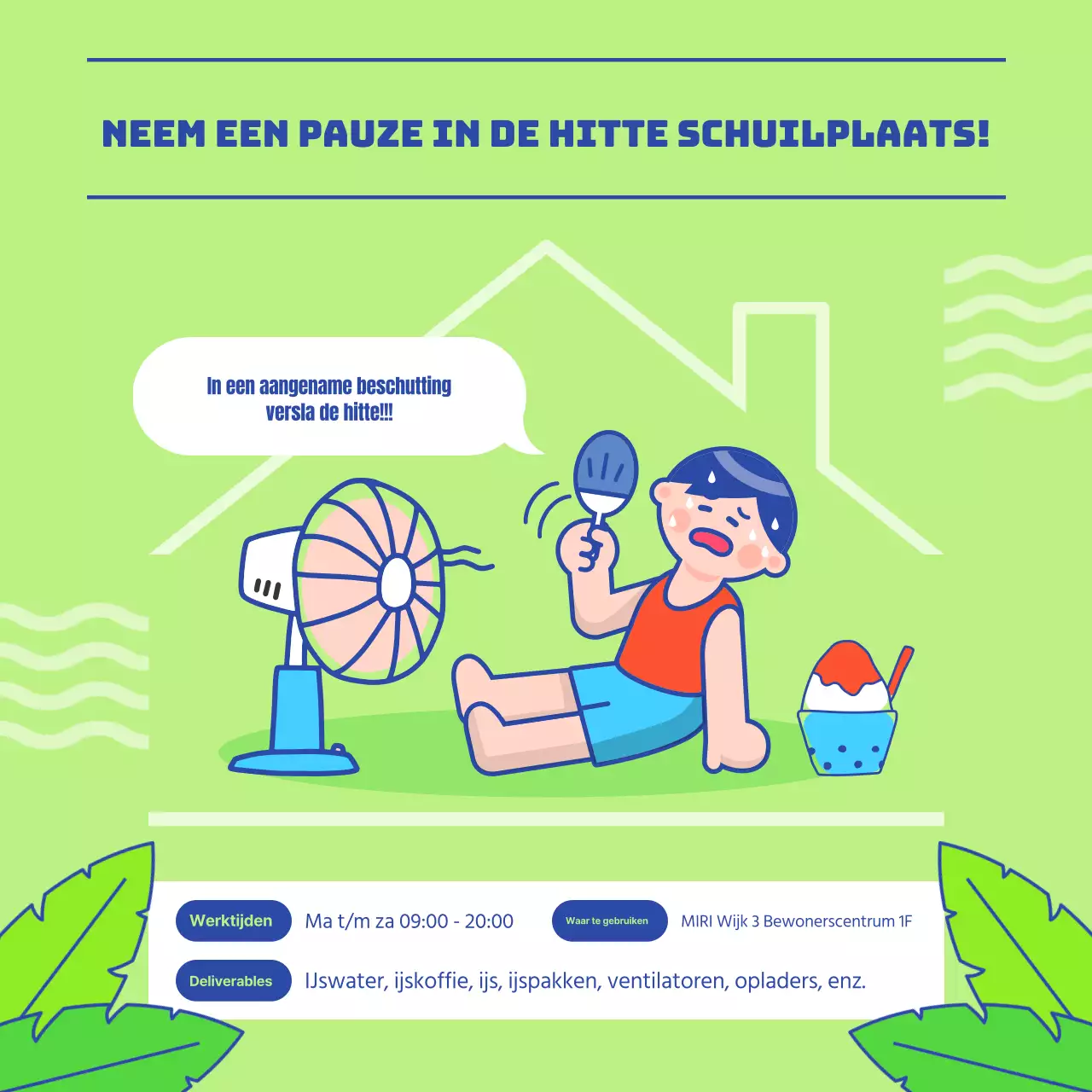 Promoot een schattige warmteopvang in chartreuse en marineblauw