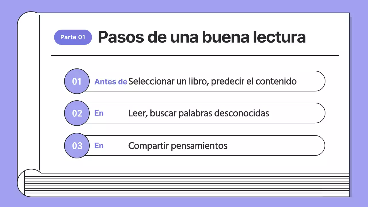 Lecciones sencillas de lectura en morado y negro