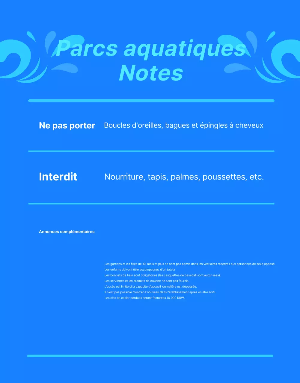 Promouvoir le parc aquatique d'un hôtel branché en bleu