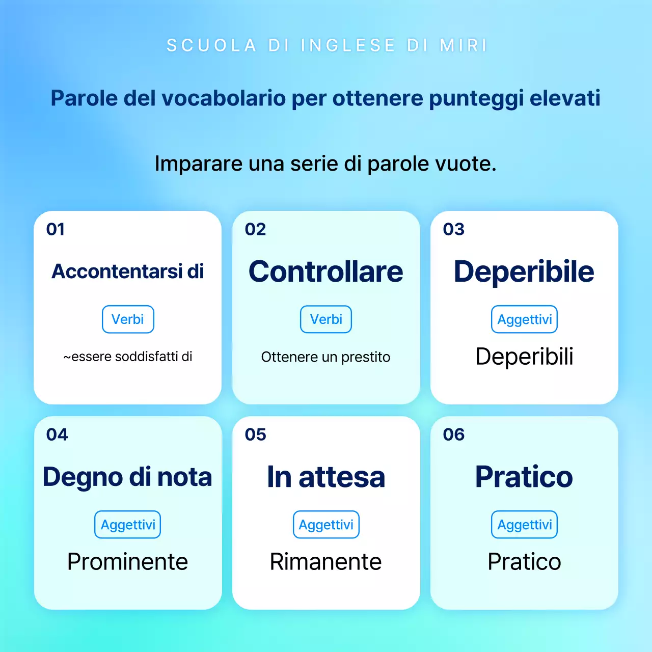 Stile accento blu e menta per promuovere le lezioni speciali estive del TOEIC