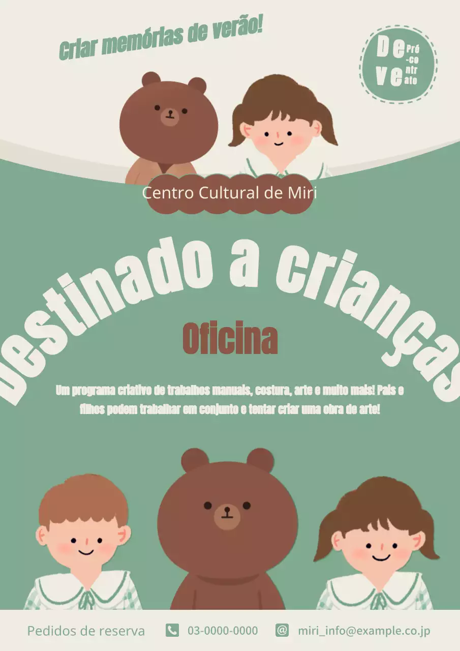 Publicidade a um belo atelier de férias de verão em caqui e castanho.