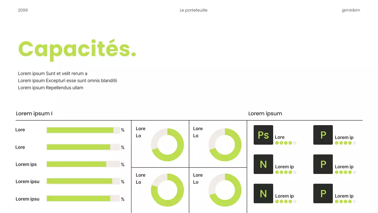 Un portfolio simple à imprimer pour les carriéristes, en vert lime et en noir