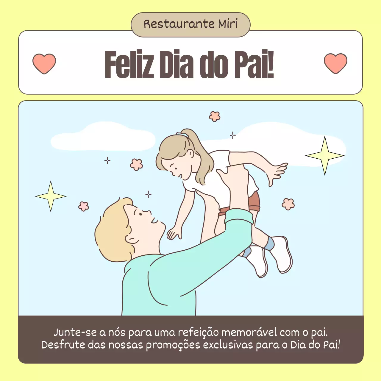 Um anúncio simples para o Dia do Pai em azul claro e amarelo