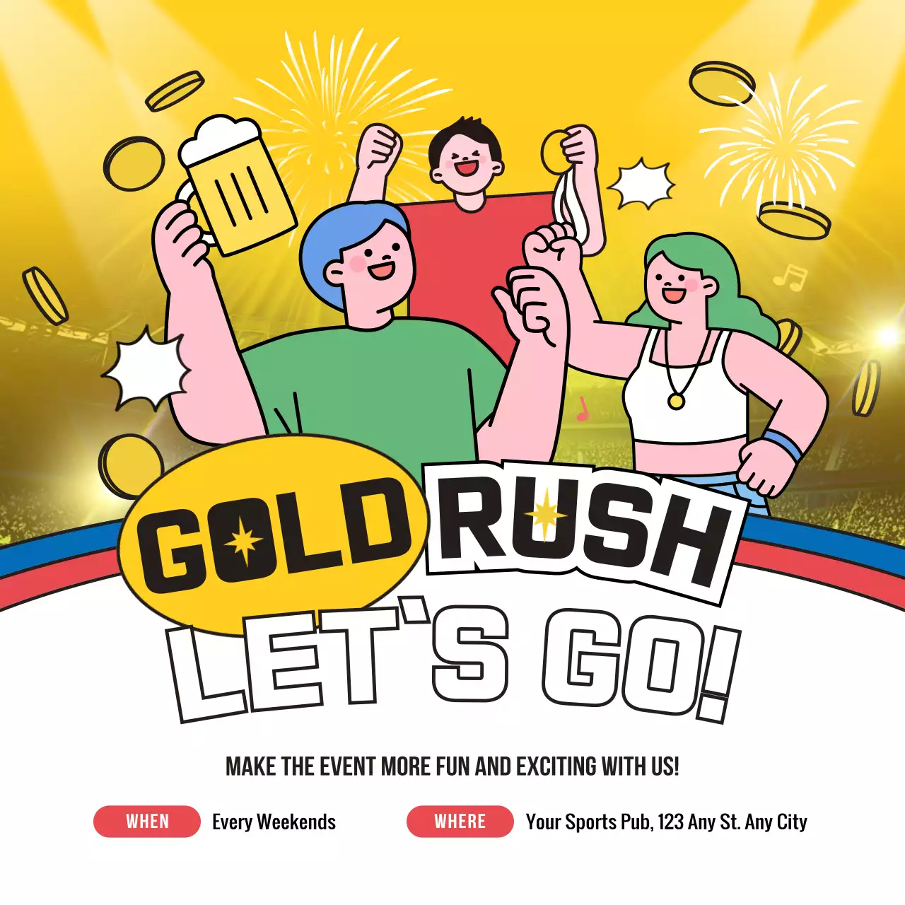 Promote your yellow and red South Korea cheer event